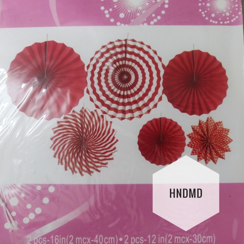 Paper Fan Decorations (Party Essentials) - Red Fans