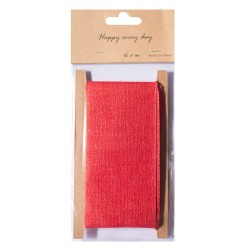 Designer Plastic Glitter Burlap Ribbon - Red