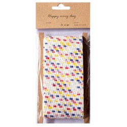 Designer Plastic Pattern Burlap Ribbon -  Bright Multicolor