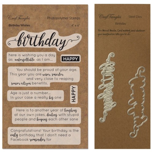 CrafTangles co-ordinated Stamp and Die Set - Birthday Wishes