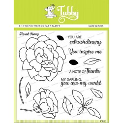 Tubby Photopolymer Clear Stamps - Floral peony