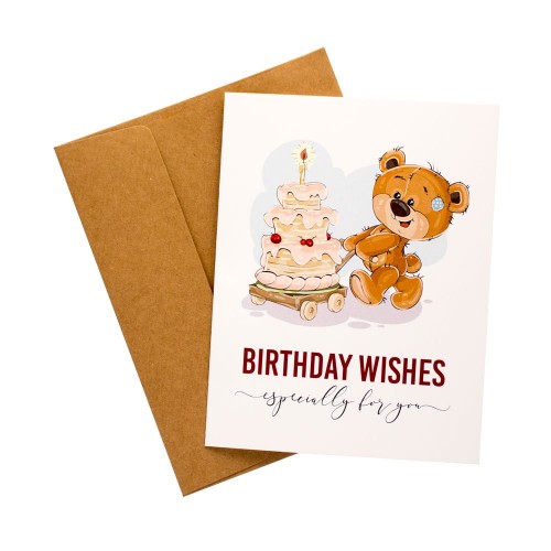 Birthday wishes tiered cake printed Greeting Card