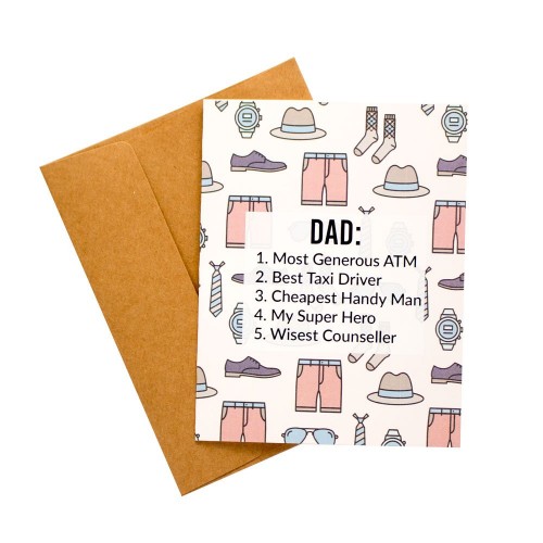 Best Dad qualities Fathers Day printed Greeting Card