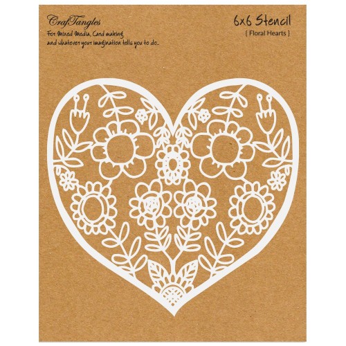 CrafTangles 6x6 Stencil - Floral Heart