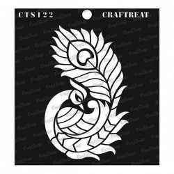 CrafTreat 6"x6" Stencil - Side Feathered Peacock