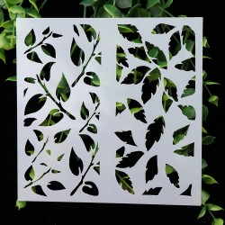 Stencil - Leaves Grid (5 by 5 inch)