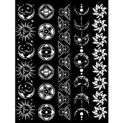 Stamperia Stencil 20 by 25 cm - Symbols and Borders, Alchemy