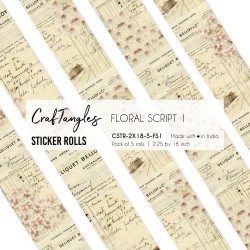 CrafTangles Journal Sticker Rolls (Pack of 5 designs) - Floral Script 1
