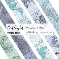 CrafTangles Journal Sticker Rolls (Pack of 5 designs) - Vintage Maps