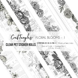 CrafTangles Clear PET Journal Sticker Rolls (Pack of 5 designs) - Floral Blooms 1