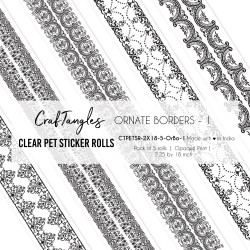 CrafTangles Clear PET Journal Sticker Rolls (Pack of 5 designs) - Ornate Borders 1