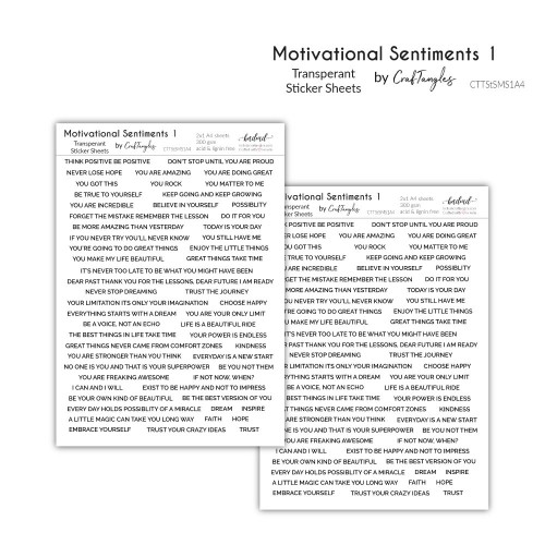 CrafTangles Transparent Sticker Sheets - Motivational Sentiments 1