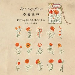 Clear PET Flowers Stickers (30 pcs) - Its Red (Flowers)