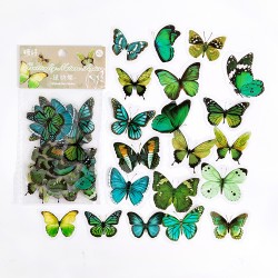 Clear PET Butterflies Stickers (40 pcs) - Green