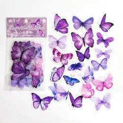 Clear PET Butterflies Stickers (40 pcs) - Purple