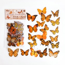 Clear PET Butterflies Stickers (40 pcs) - Orange