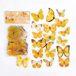 Clear PET Butterflies Stickers (40 pcs) - Yellow