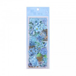Clear PET Flowers Stickers (4 sheets) - Light Blue Flowers