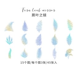 Holographic Clear PET Flowers Stickers (45 pcs) - Leaves