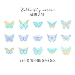 Holographic Clear PET Flowers Stickers (45 pcs) - Butterflies