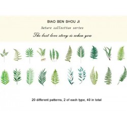 Clear PET Nature Stickers (40 pcs) - Fern Leaves