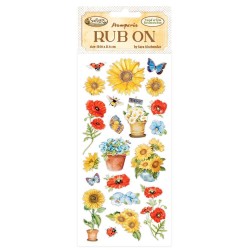 Stamperia Rub-On 4"X8.5" - Sunflower Art Poppies