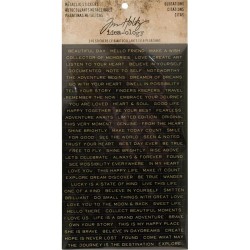 Tim Holtz Idealogy Metallic Stickers - Quotations black and white with Gold