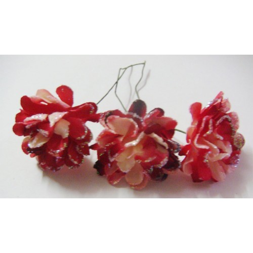 Paper Flowers - Sparkled Carnation - Red (Pack of 12 flowers)