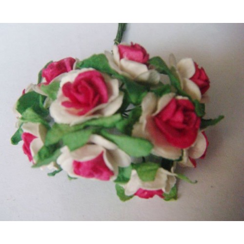 Mulberry Paper Roses - White and Pink (A pack contains 10 roses)