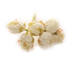 Fabric Roses - White (Set of 6 roses)