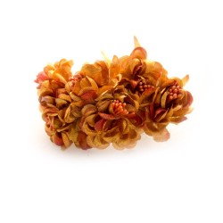 Fabric Flowers with pollens - Golden Orange (Set of 6 roses)