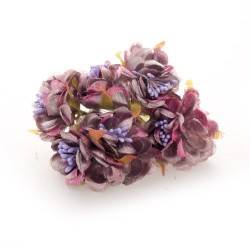 Fabric Flowers with pollens - Shimmery Lavendar (Set of 6 roses)