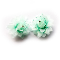 Fabric Dahila flowers - Aqua (Pack of 3 flowers)