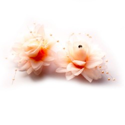 Fabric Dahila flowers - Peach (Pack of 3 flowers)