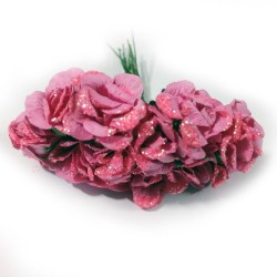 Glittered Paper Roses - Pink (Pack of 12 roses)