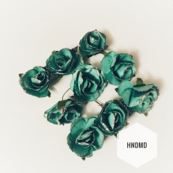 Glitter Paper Flowers - Teal (Pack of 24 flowers)
