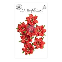 Prima Marketing Mulberry Paper Flowers - Rudolph's Nose/Candy Cane Lane