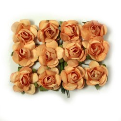 Mulberry Paper Roses - Light Orange (Pack of 24 roses)