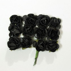 Mulberry Paper Roses - Black (Pack of 24 roses)