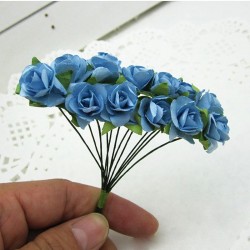 Mulberry Paper Roses - Blue (Pack of 24 roses)